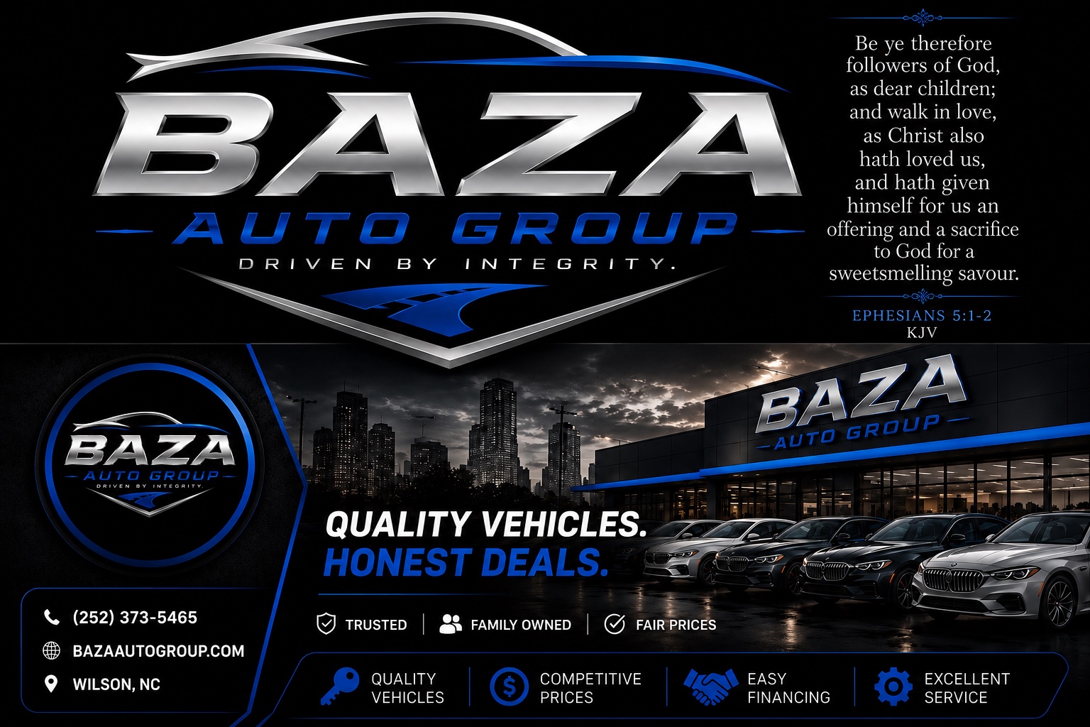Baza Auto Group dealership branding with premium vehicles